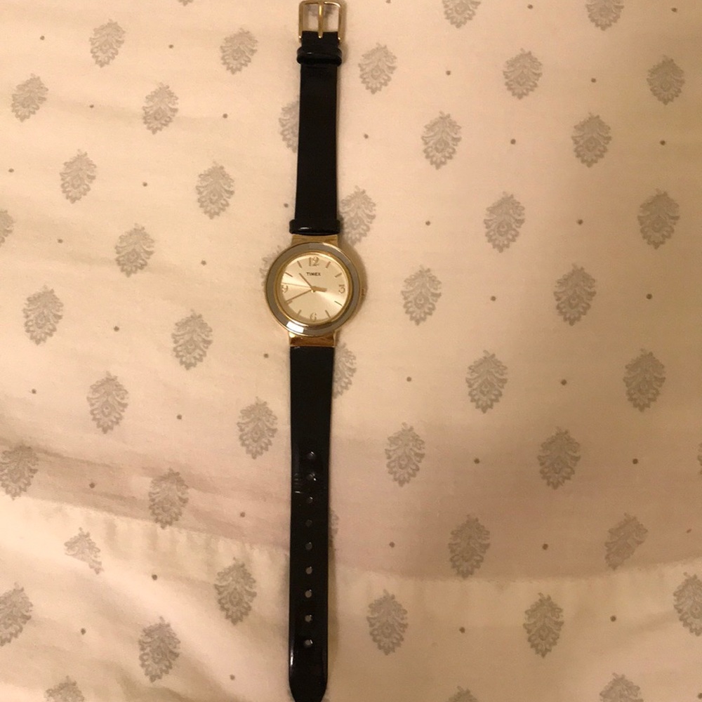 Times watch (ladies). Black Patent strap